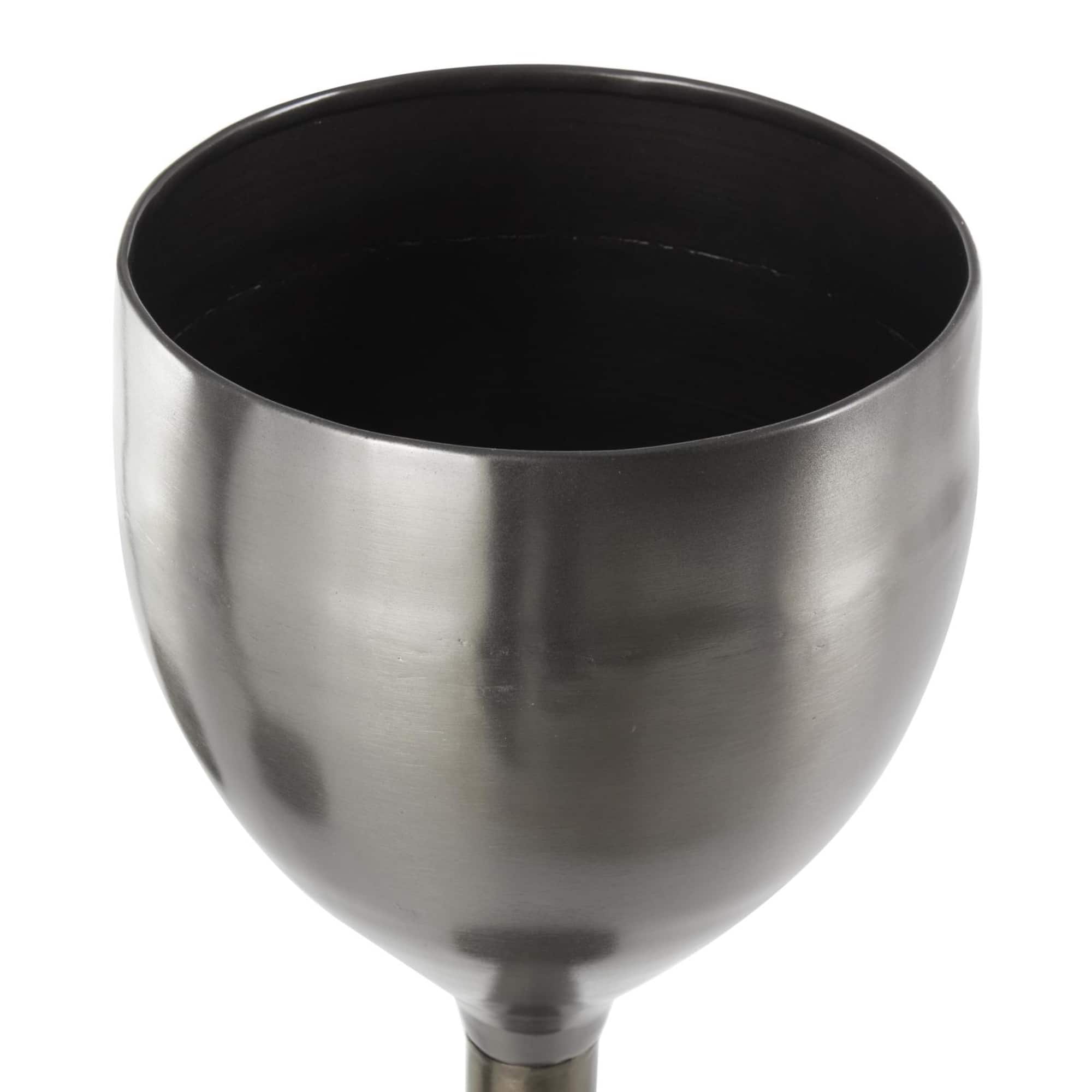 Silver Wine Glass Inspired Metal Planter Set